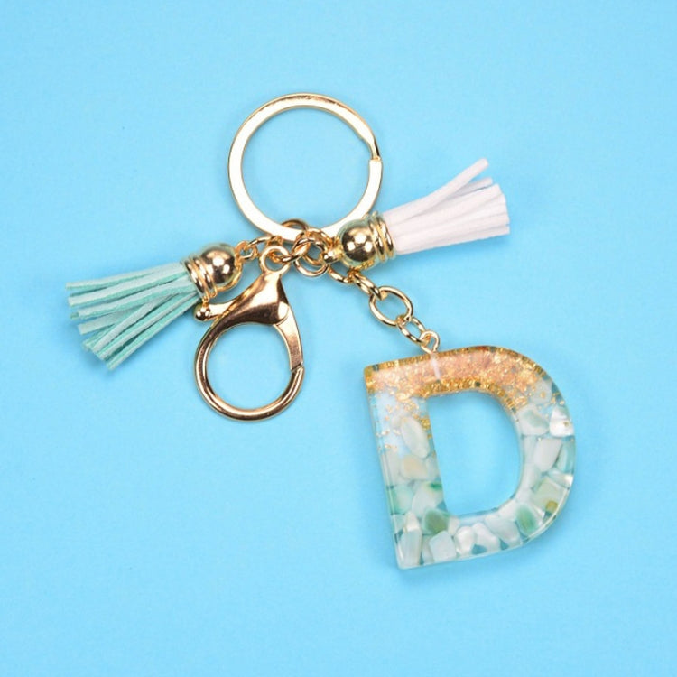 2 PCS Gold Foil English Letter Tassel Keychain Bag Decoration Pendant