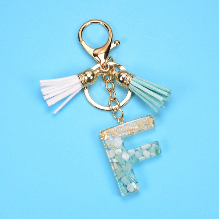 2 PCS Gold Foil English Letter Tassel Keychain Bag Decoration Pendant