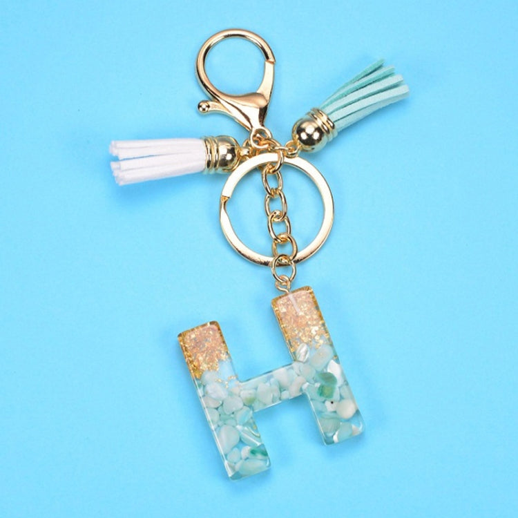 2 PCS Gold Foil English Letter Tassel Keychain Bag Decoration Pendant