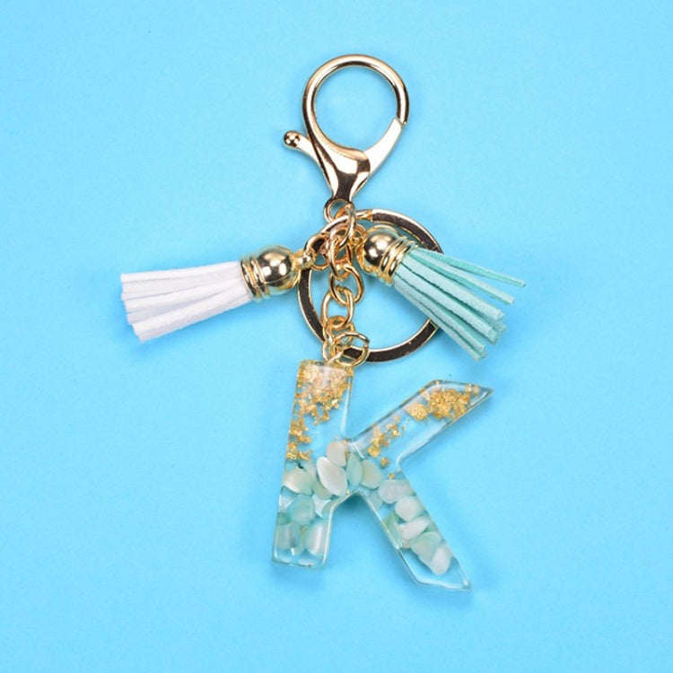 2 PCS Gold Foil English Letter Tassel Keychain Bag Decoration Pendant