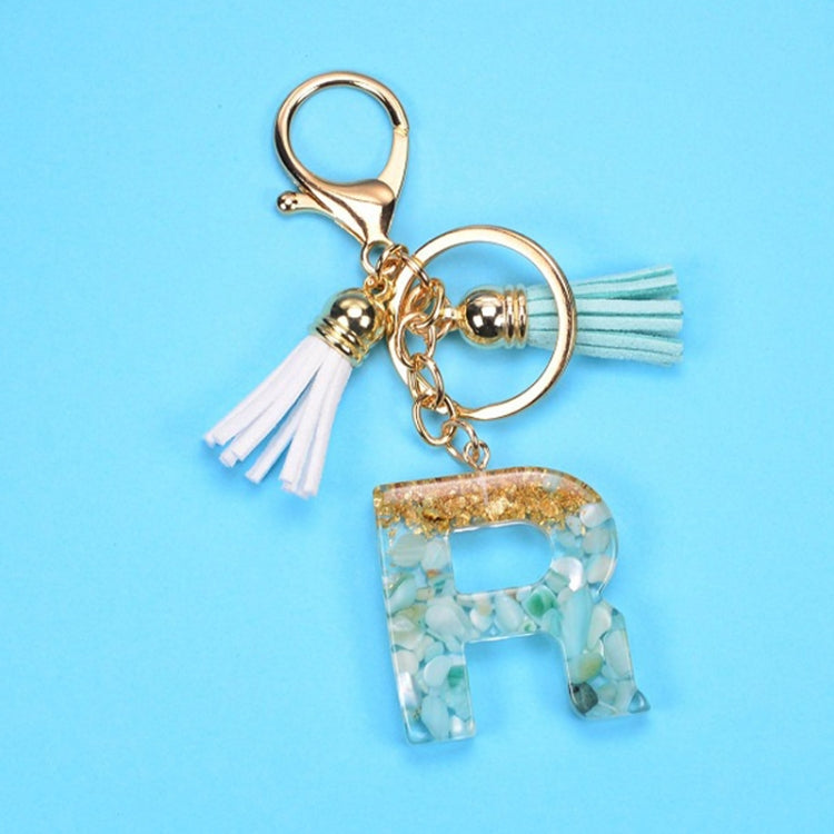 2 PCS Gold Foil English Letter Tassel Keychain Bag Decoration Pendant