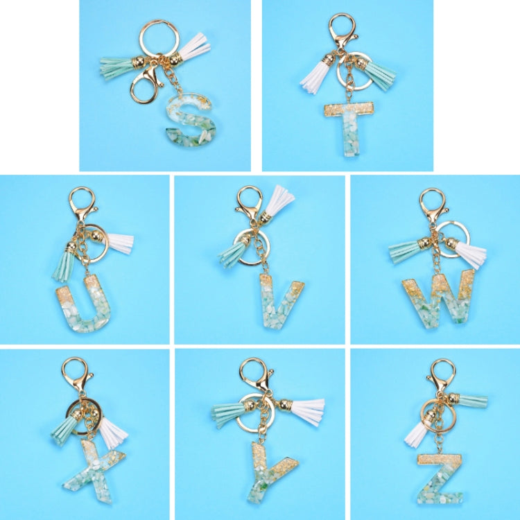 2 PCS Gold Foil English Letter Tassel Keychain Bag Decoration Pendant