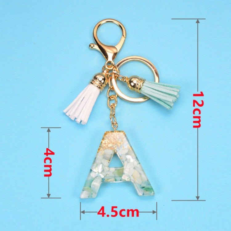 2 PCS Gold Foil English Letter Tassel Keychain Bag Decoration Pendant