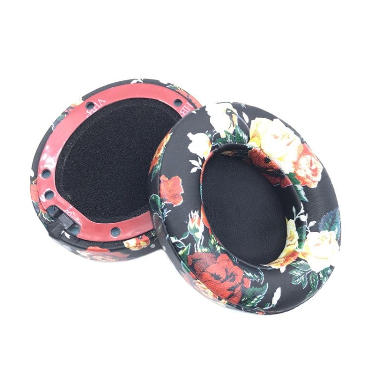 2 PCS Leather Soft Breathable Headphone Cover For Beats Studio 2/3, Color: Black Print