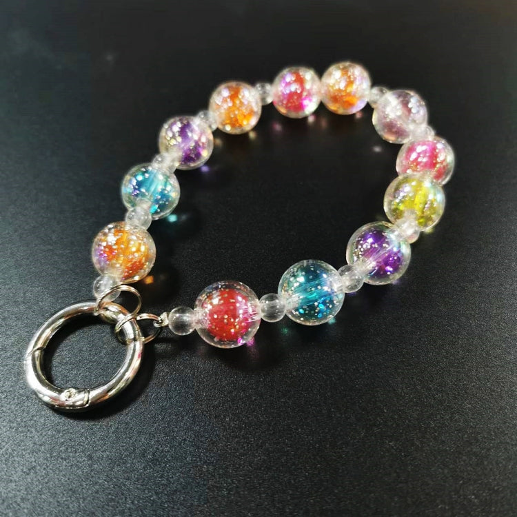 2 PCS Acrylic Colorful Round Bead Bracelet Phone Lanyard with Patch(Random Color)