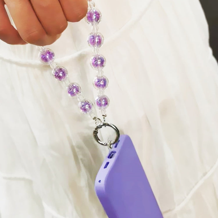 2 PCS Acrylic Colorful Round Bead Bracelet Phone Lanyard with Patch(Random Color)