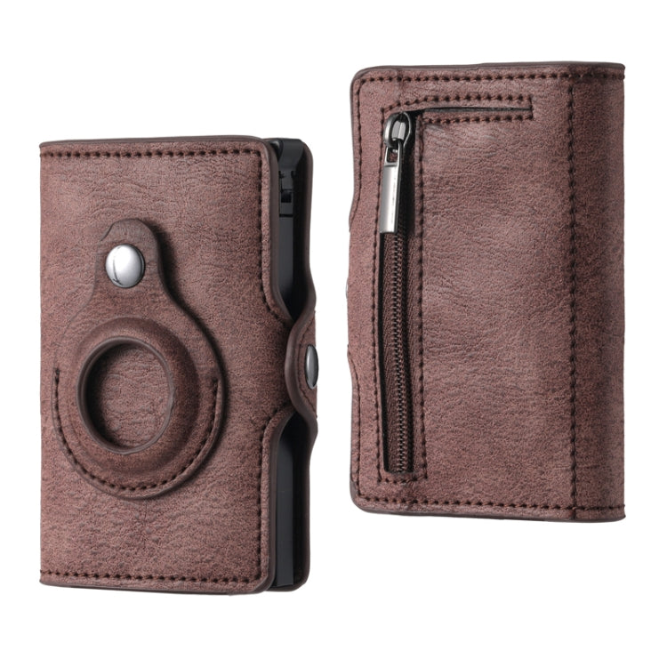FY2108 Tracker Wallet Metal Card Holder for AirTag, Style: Retro (Coffee)