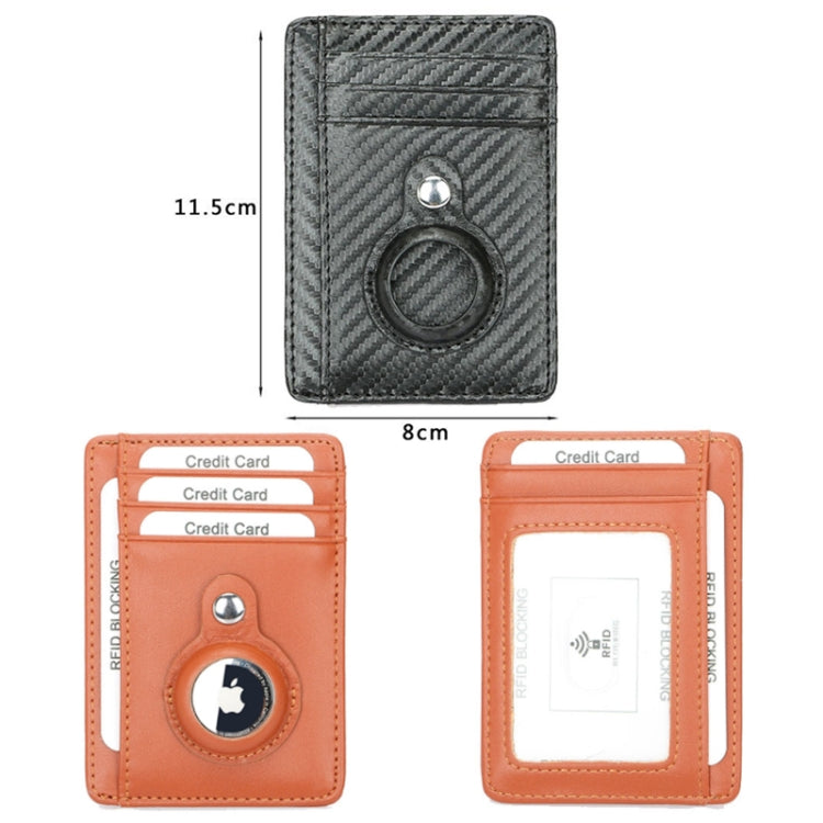 TQ-319 Anti-Theft Anti-Lost Tracker Leather Card Holder For AirTag, Style: Carbon Fiber (Blue)