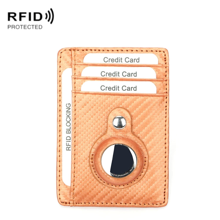TQ-319 Anti-Theft Anti-Lost Tracker Leather Card Holder For AirTag, Style: Carbon Fiber (Brown)