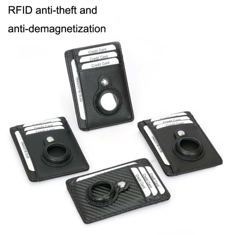 TQ-319 Anti-Theft Anti-Lost Tracker Leather Card Holder For AirTag, Style: Cross Pattern (Black)