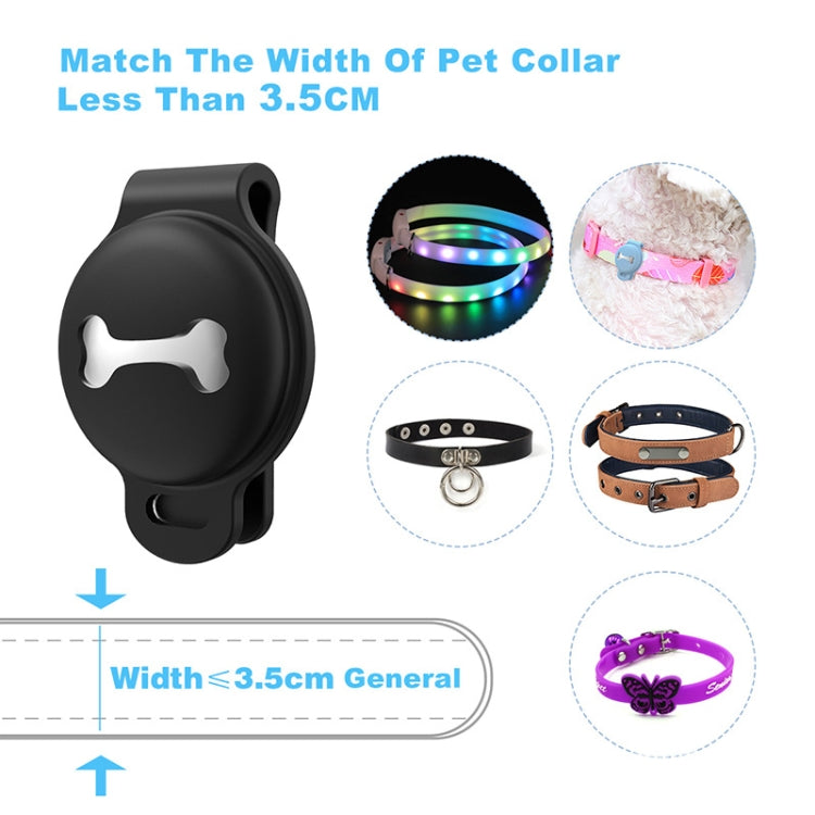 2 PCS JJ10134 Bone Shaped Pet Tracker Silicone Cover with Clip Function For Airtag