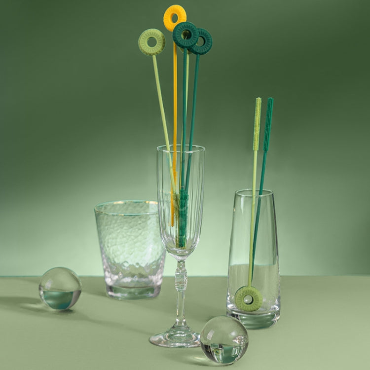 2PCS Round Silicone Straw Brush Baby Cup Brush Milk Bottle Clean Brush