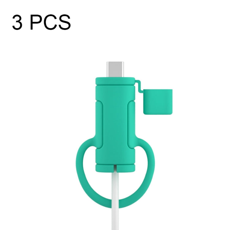 3 PCS Soft Washable Data Cable Silicone Case For Apple, Spec: Type-C (Mint Green)