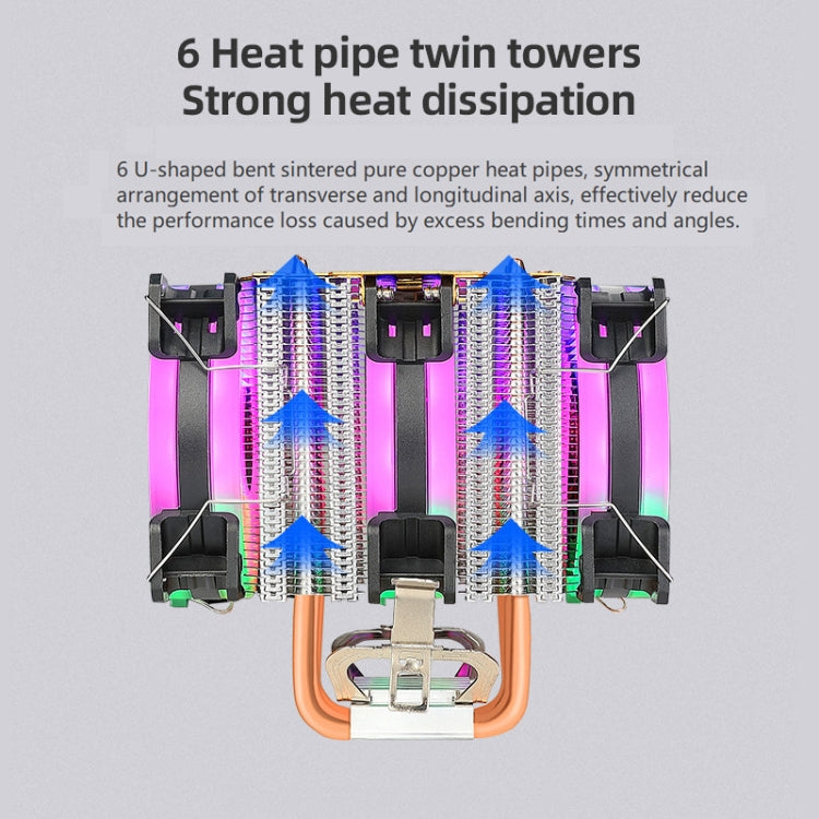 Computer 6 Copper Tube CPU Radiator CPU Fan,Spec: Single Fan Without Light
