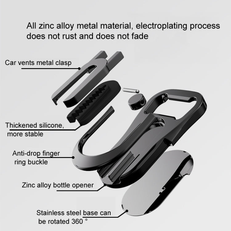 Multifunction Car Air Vent Phone Holder Finger Ring Phone Bracket Bottle Opener