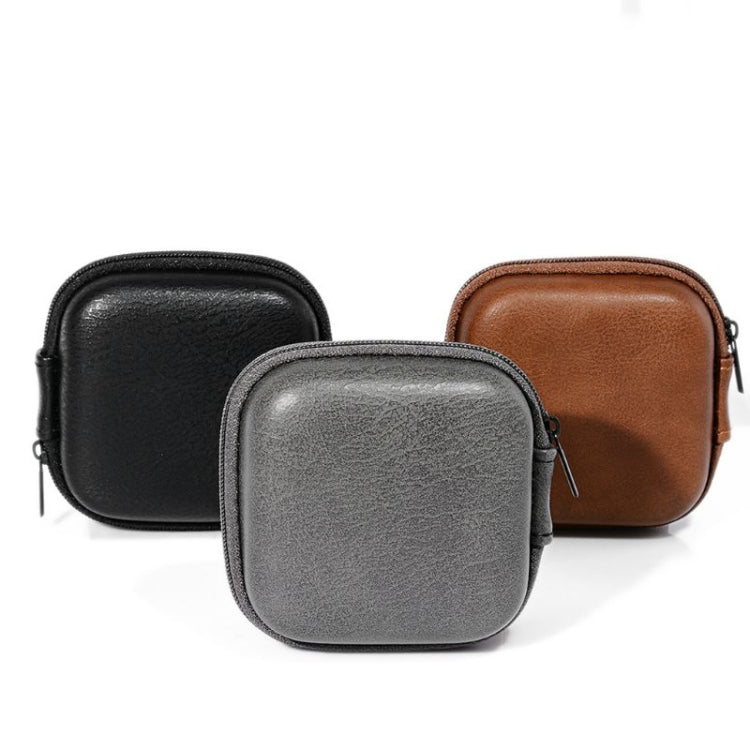 Retro Leather USB Data Cable Storage Bag Earphone Headset Case Pouch Box