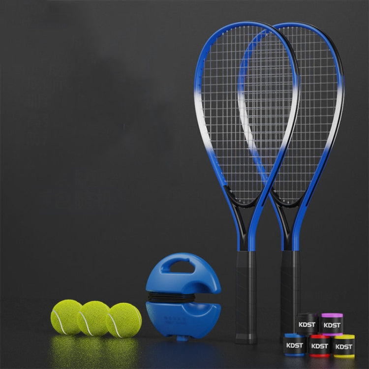 Tennis Racket Trainer Beginner Serve Rebound Tennis Racket Set Double(Racketx2+Basex1+Tennisx3+Hand Rubberx3)