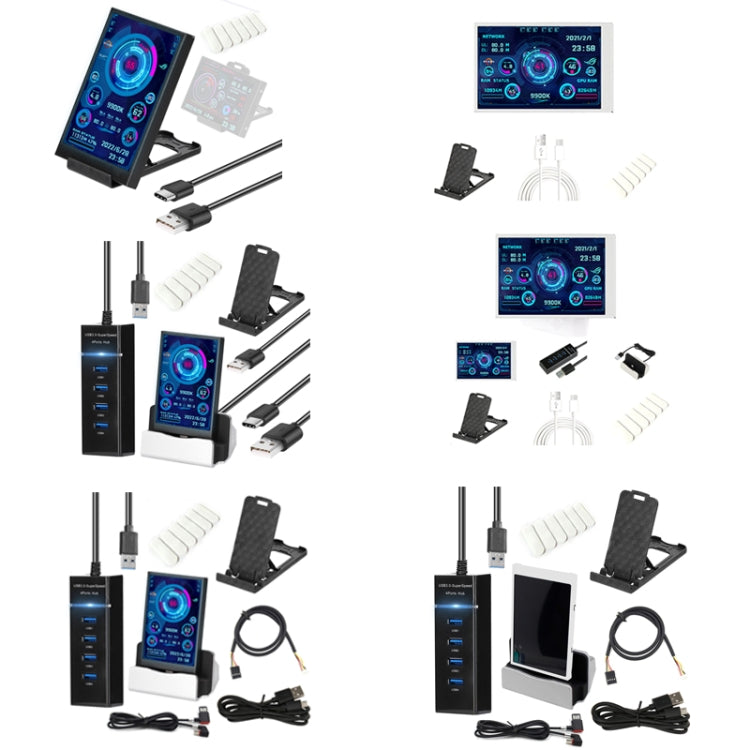 3.5 Inch IPS View All Computer Monitor USB Chassis Vice Screen Set 3 (Black)