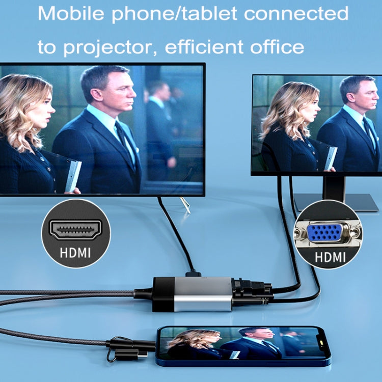 3 In 1 Micro USB + Type-C / USB-C To HD-MI + USB Android OS 1080P HDTV Dongle Cable, Plug And Play