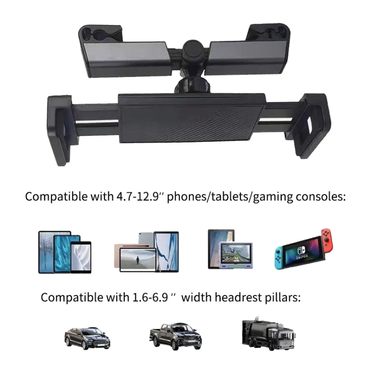 Car Rear Pillow Phone Tablet Bracket Rotatable Car Phone Holder(Black)