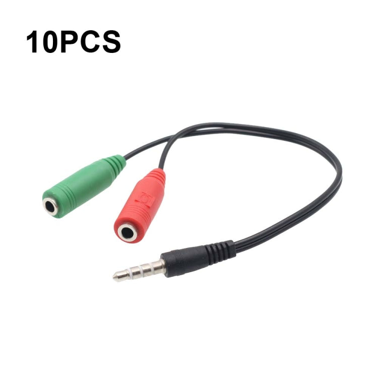 Y-1003 10pcs 20cm 3.5mm 2 In 1 Audio Cable Computer Headset Microphone Line(Nickel Plated)