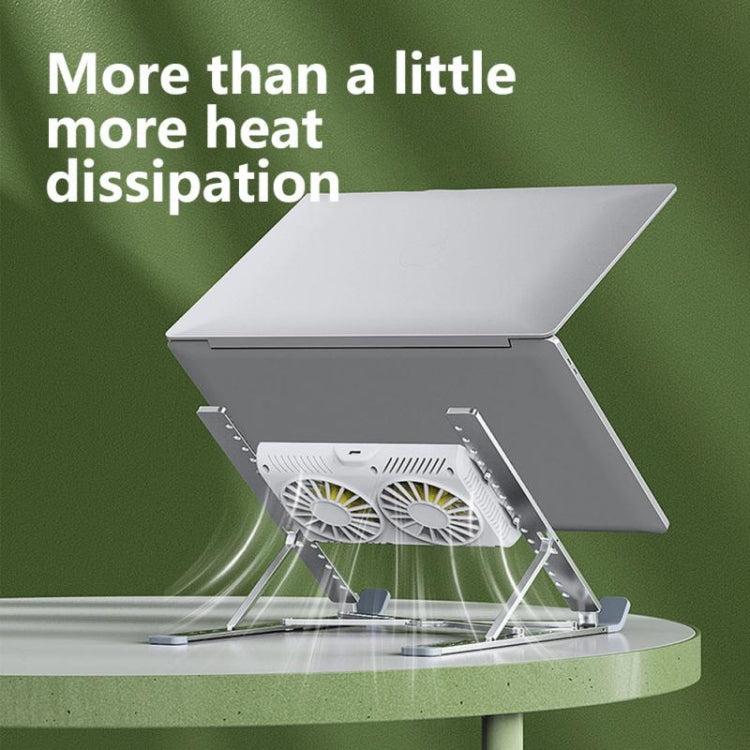 N7 Aluminum Alloy Laptop Stand Foldable Holder Notebook Stand With Fan Silver
