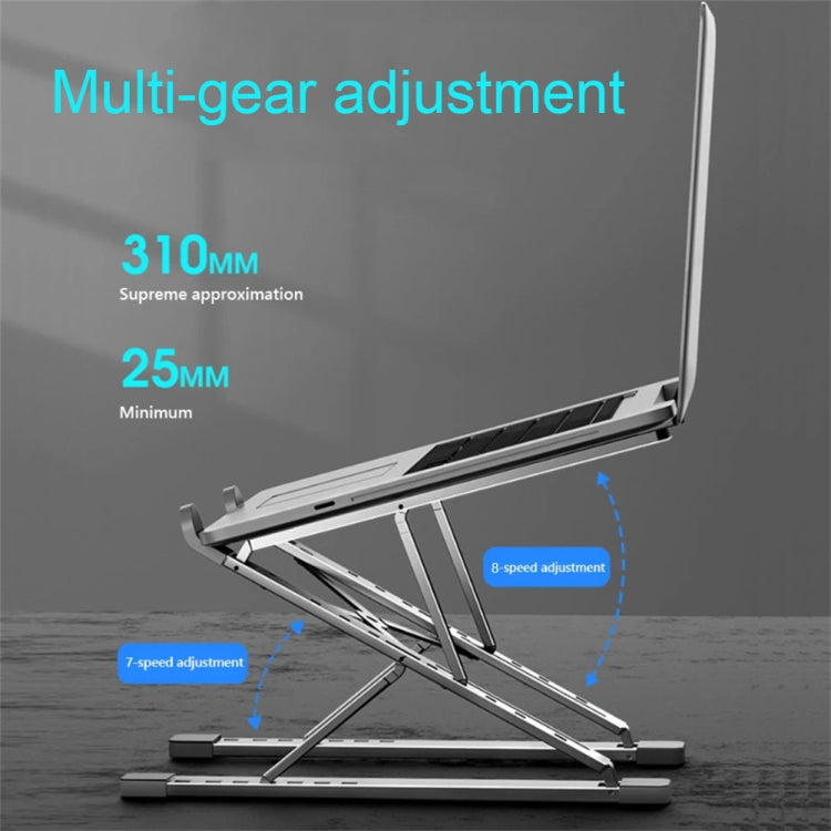N8 Double-layer Foldable Lifting Aluminum Alloy Laptop Heat Dissipation Stand, Color: Oxidized Silver