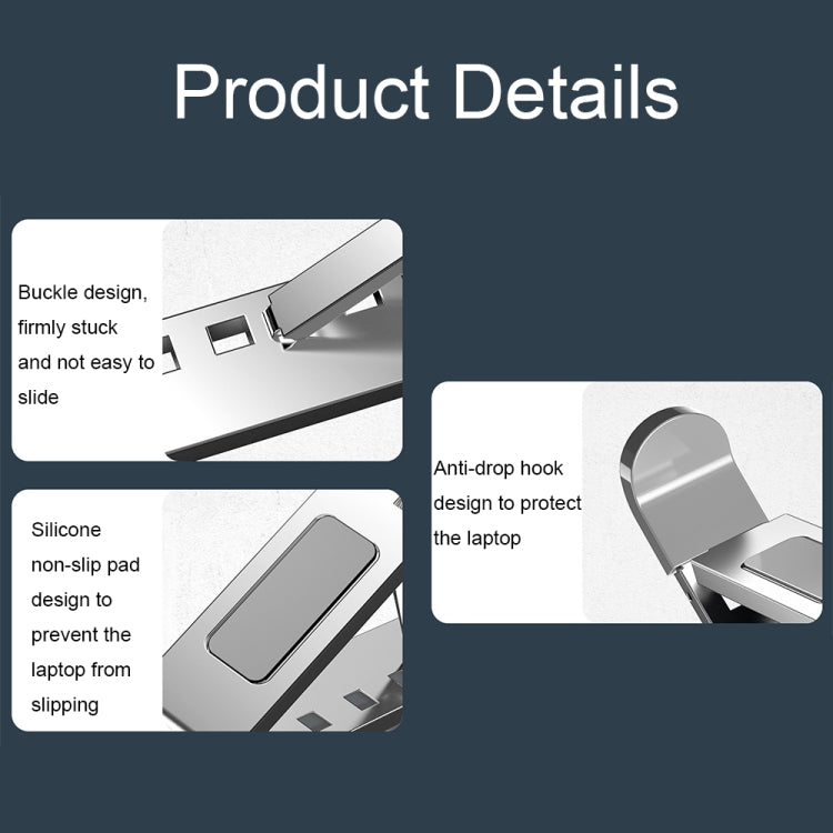 N8 Double-layer Foldable Lifting Aluminum Alloy Laptop Heat Dissipation Stand, Color: Oxidized Silver