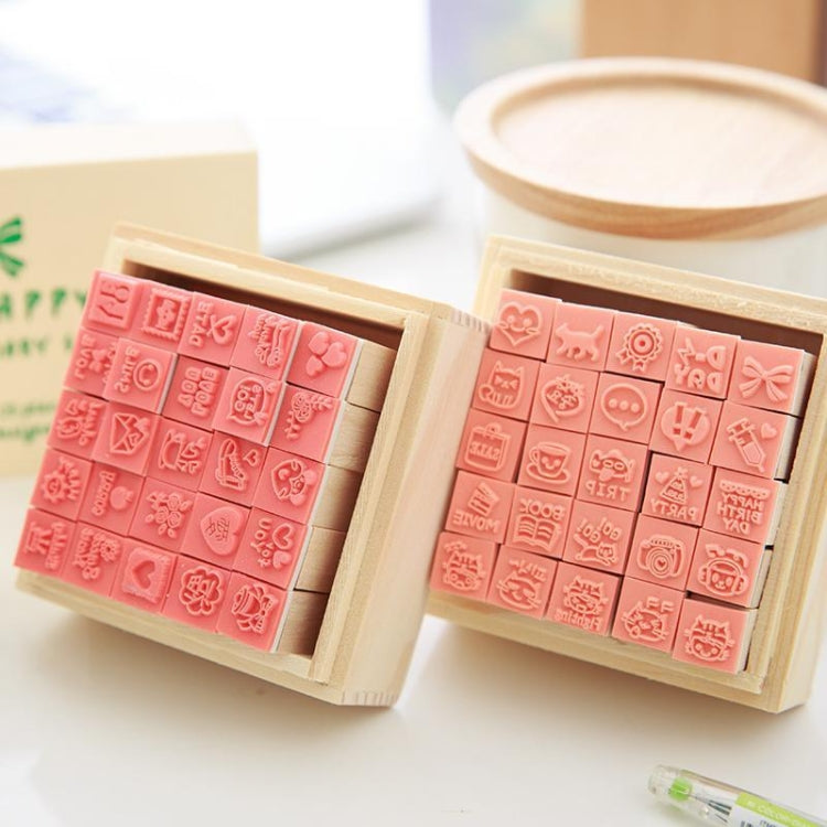 25 PCS/Set Handbook Wooden Animal Stamp Rubber Stamp(Red)