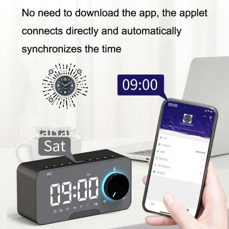 P5 Knob Version Wireless Bluetooth Speaker Plugging Card Home Clock Portable Mini Computer Audio, Color: Pink