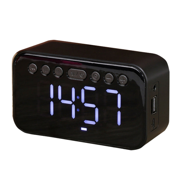 AI Intelligent Wireless Bluetooth Speaker Inserting Card Clock Portable Audio, Style: Standard Edition (Black)