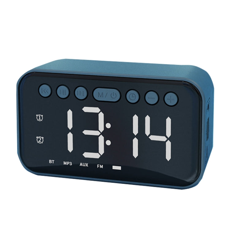 AI Intelligent Wireless Bluetooth Speaker Inserting Card Clock Portable Audio, Style: Charging Edition (Deep Sea Blue)