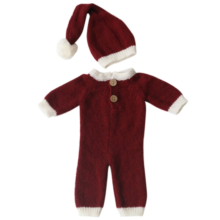 Newborn Photography Clothing Christmas Theme Modeling Mohair Hat + Jumpsuit Suit