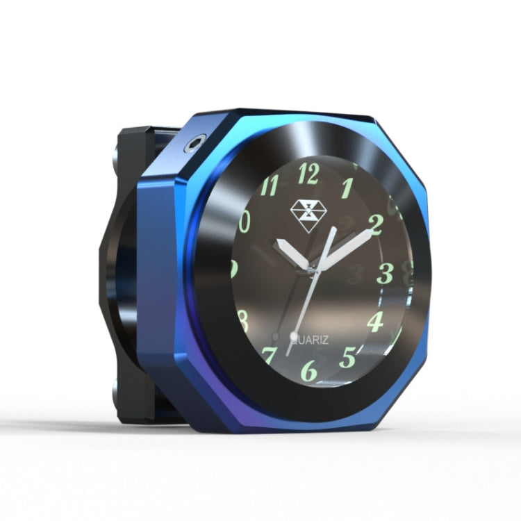 L1 Motorcycles Waterproof Outdoor Clock Temperature Gauge, Color: Clock Blue Black