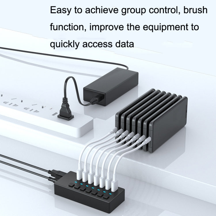 HS081 USB3.0 HUB 7 Ports Computers Separator Independent Switch Button Read Hard Disk(Black)