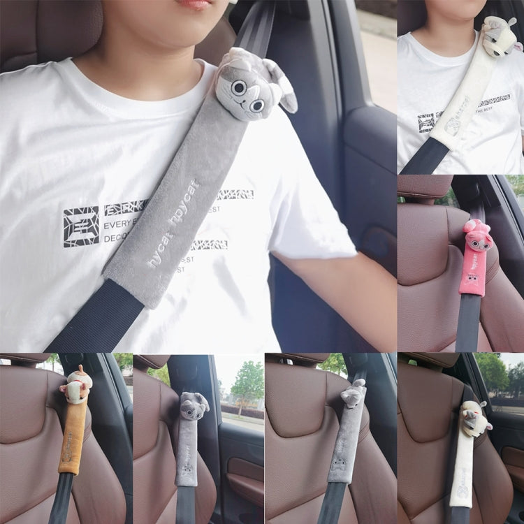 002 Cute Cartoon Thicked Seat Belt Anti-Strangled Protective Cushion, Length: 30.5cm (Brown Dog)