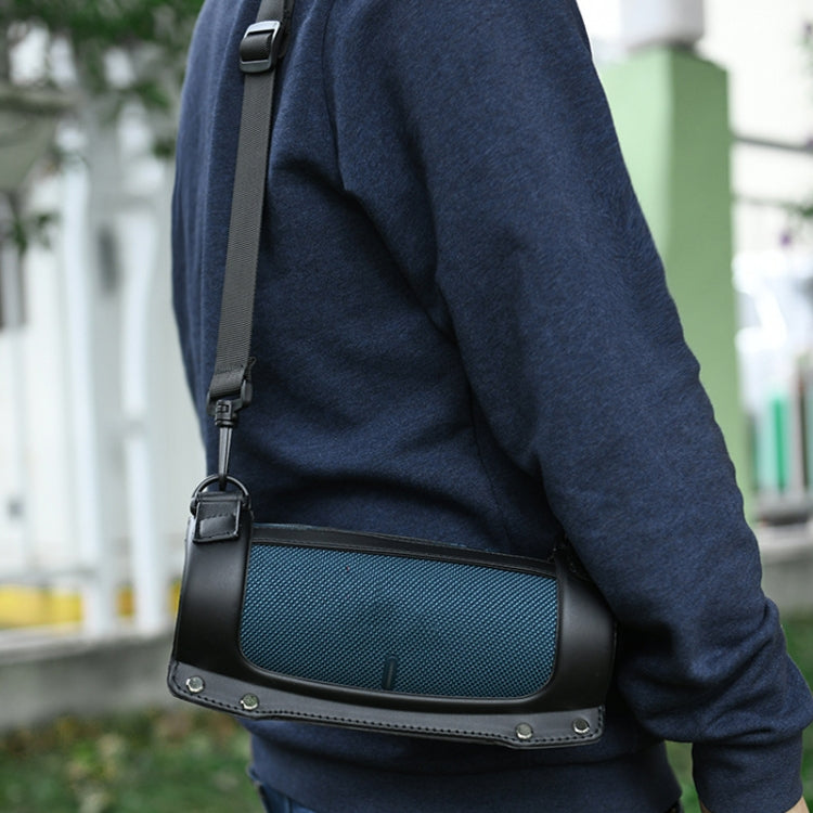 For JBL Charge5 PU Crossbody Shoulder Strap EVA Speaker Protection Case(Black)