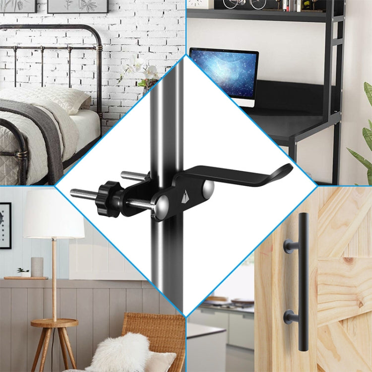 Clip Post Headphone Holder Hook Desktop Headset Stand(Black)