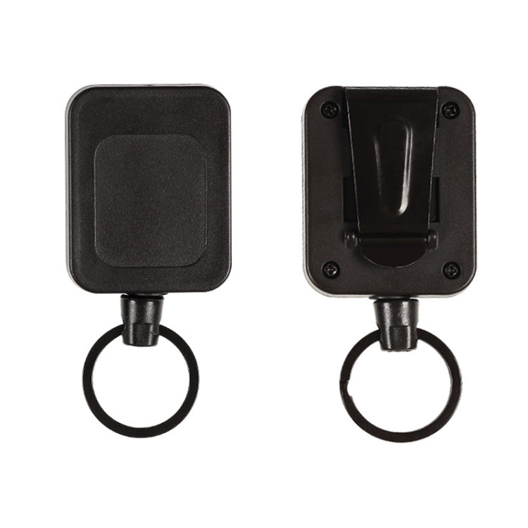 2pcs Retractable Keychain Belt Back Clip Anti-loss Square Pull Badge Reel(Black)