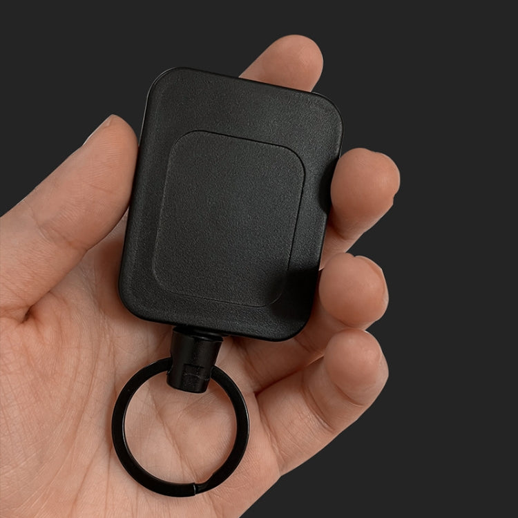 2pcs Retractable Keychain Belt Back Clip Anti-loss Square Pull Badge Reel(Black)