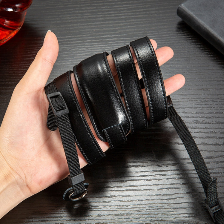 Outdoor Photography Cowhide Leather Camera Shoulder Hanging Neck Winding Strap, Spec: Split Leather (Black)