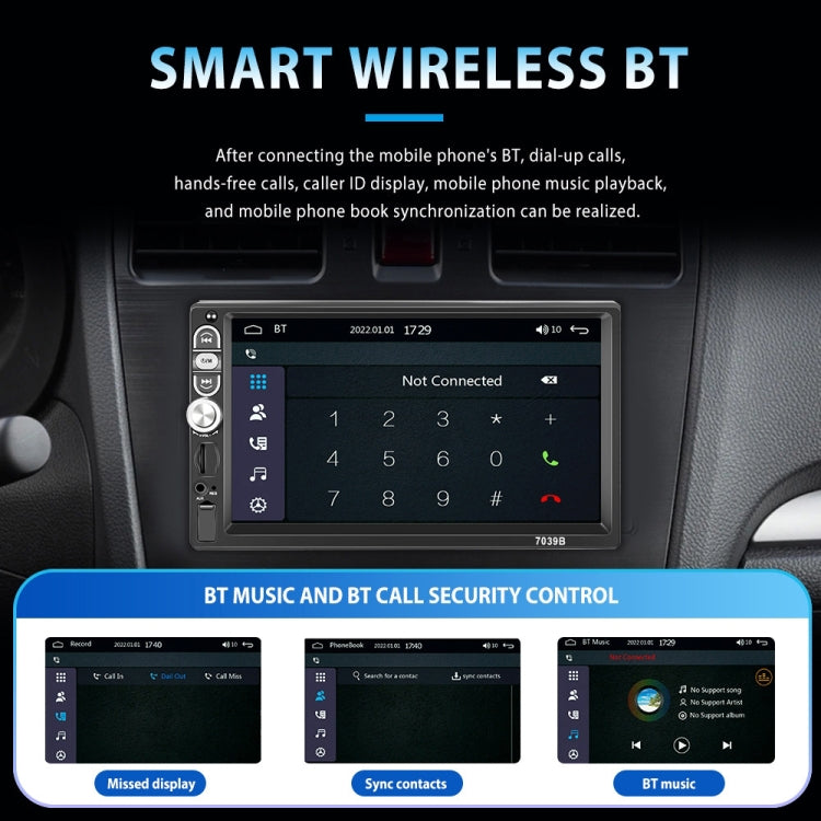 A3061 7 Inches MP5 Bluetooth Player Universal Wired CarPlay Reversing Image Integrated, Style: Standard+8 Lights Camera