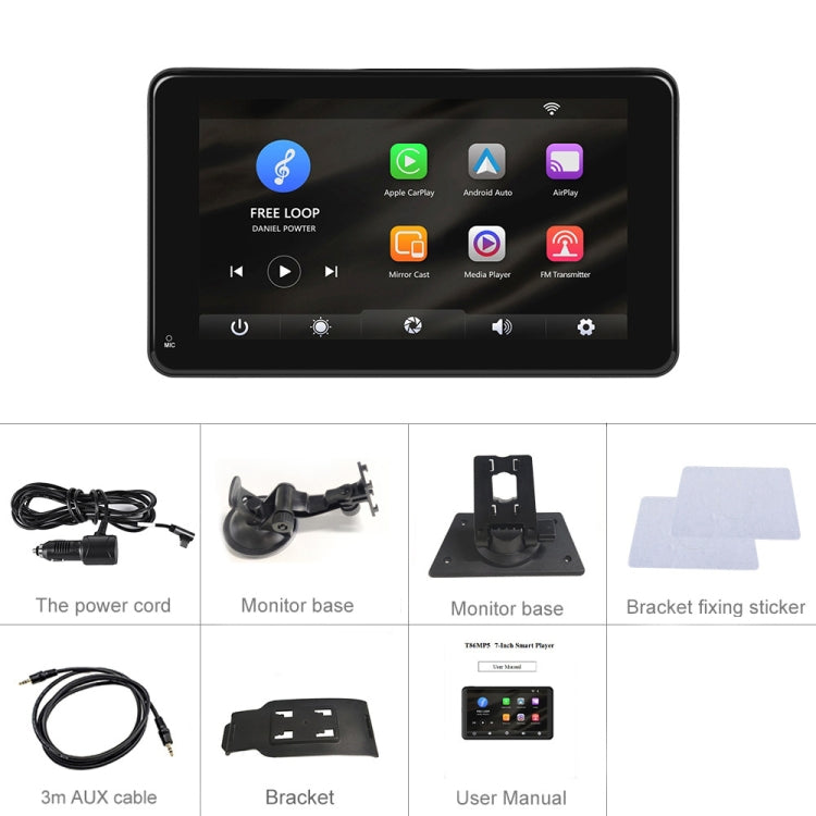A3135 7 Inches HD Wired Smart Screen With Wireless CarPlay + Android Auto + Android Without Camera