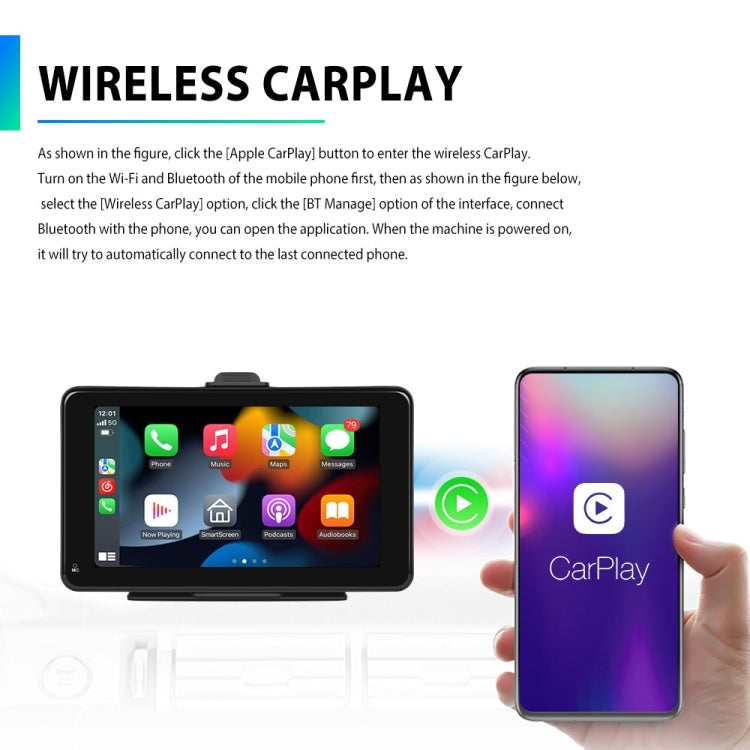 A3135 7 Inches HD Wired Smart Screen With Wireless CarPlay + Android Auto + Android Without Camera
