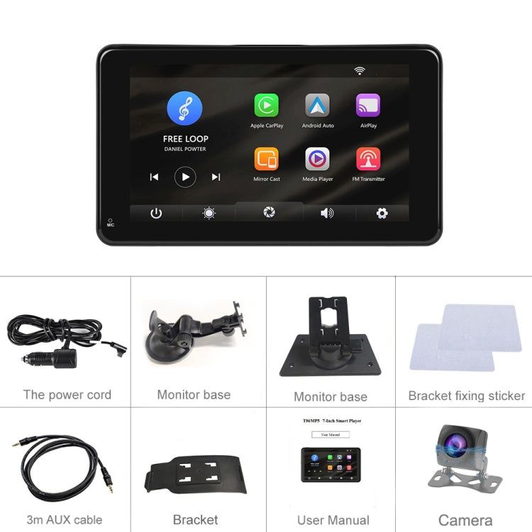 A3135 7 Inches HD Wired Smart Screen With Wireless CarPlay + Android Auto + Android With Camera