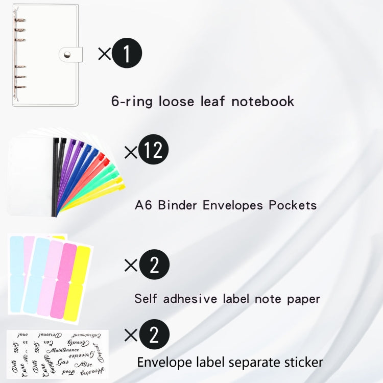 A6 Transparent PVC Loose-leaf Binder Cash Budget Handbook Notepad(XJYS-005)