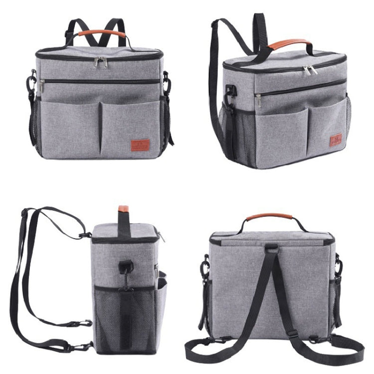 Baby Stroller Hanging Bag Aluminum Foil Insulation Picnic Bag Backpack(Grey)