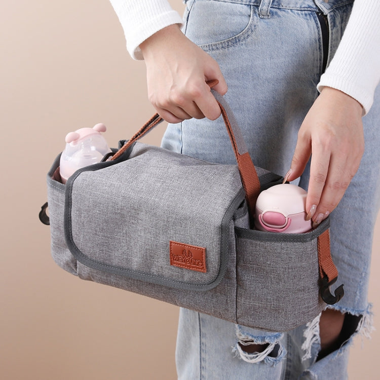 Multifunctional Baby Stroller Hanging Bag Baby Car Bottle Water Cup Bag(Light Grey)