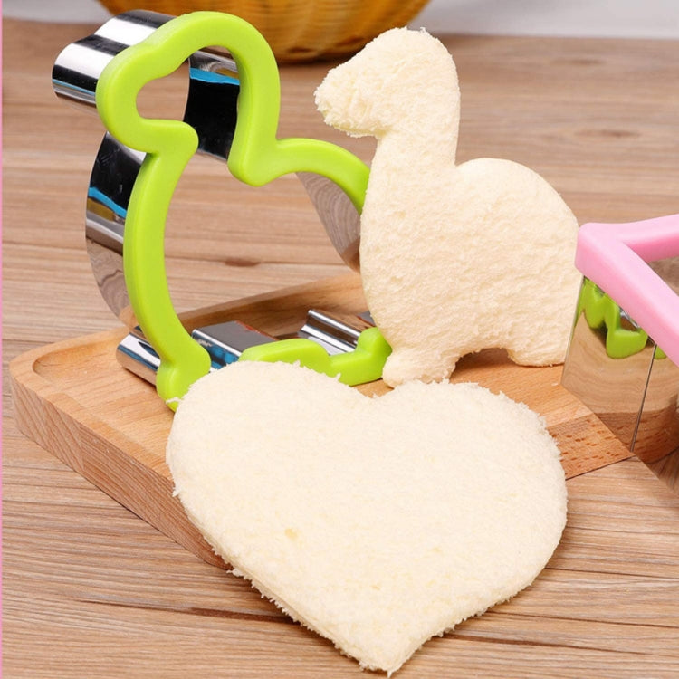 2pcs Stainless Steel Sandwiches Bread Cutting Model With Guards Fruits Vegetable Cookie Mould, Size: Large Dinosaur(Color Random Delivery)