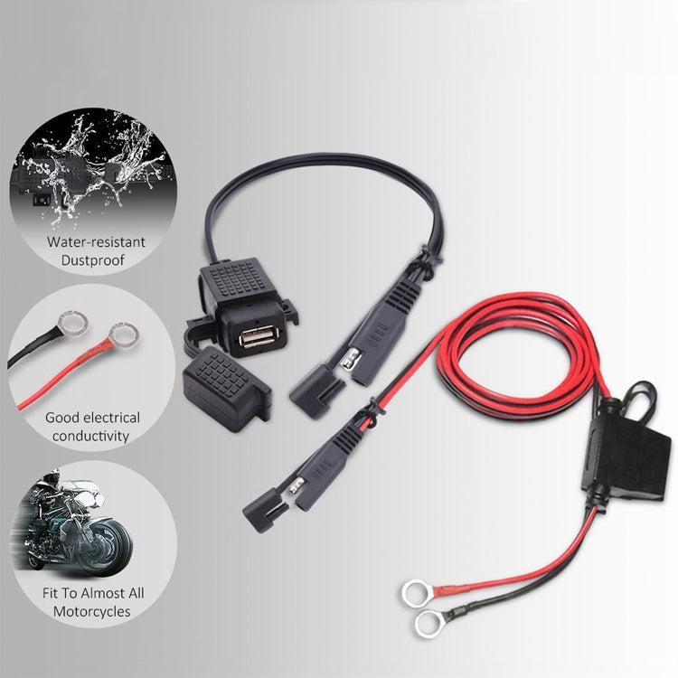 CC02 3.1A Motorcycle USB Charging Kit SAE To USB Adapter